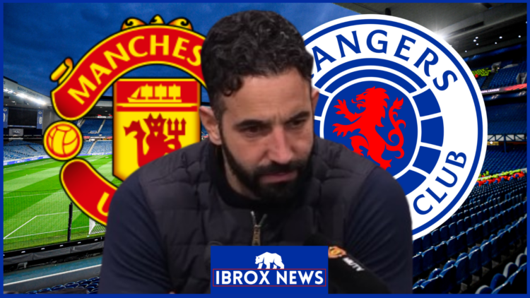 Ruben Amorim, Rangers badge, Manchester United badge