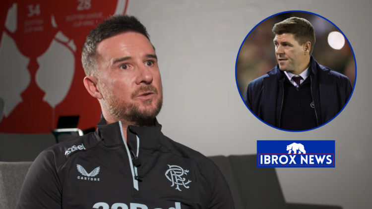 Rangers Barry Ferguson and Steven Gerrard.
