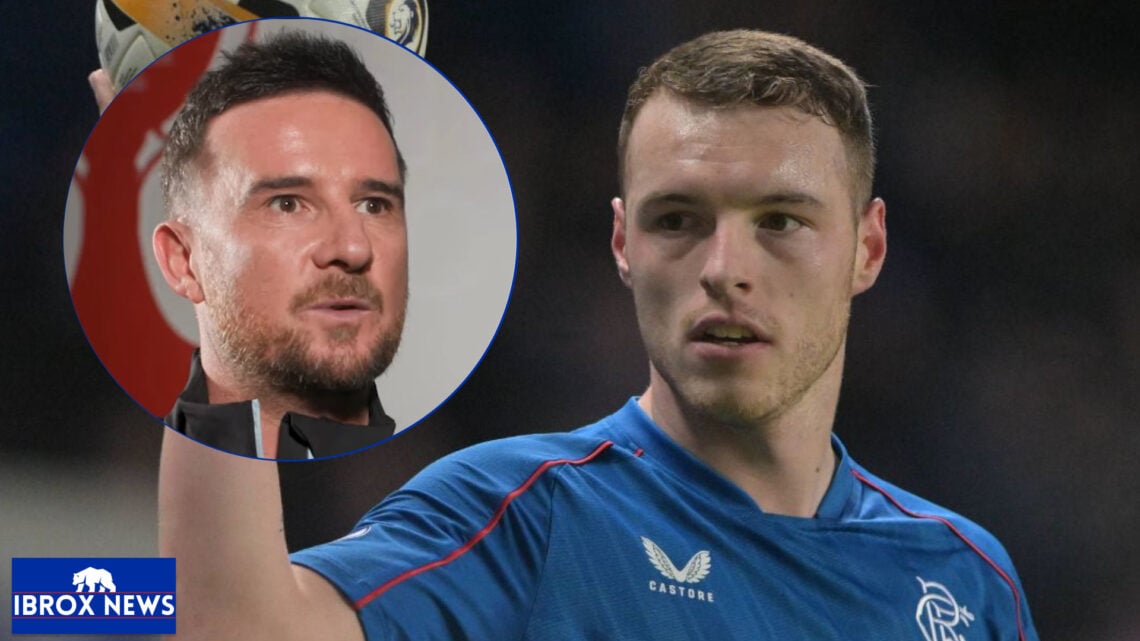 Rangers defender Leon King and Barry Feguson