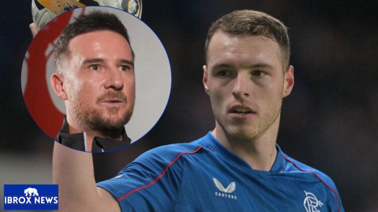 Rangers defender Leon King and Barry Feguson