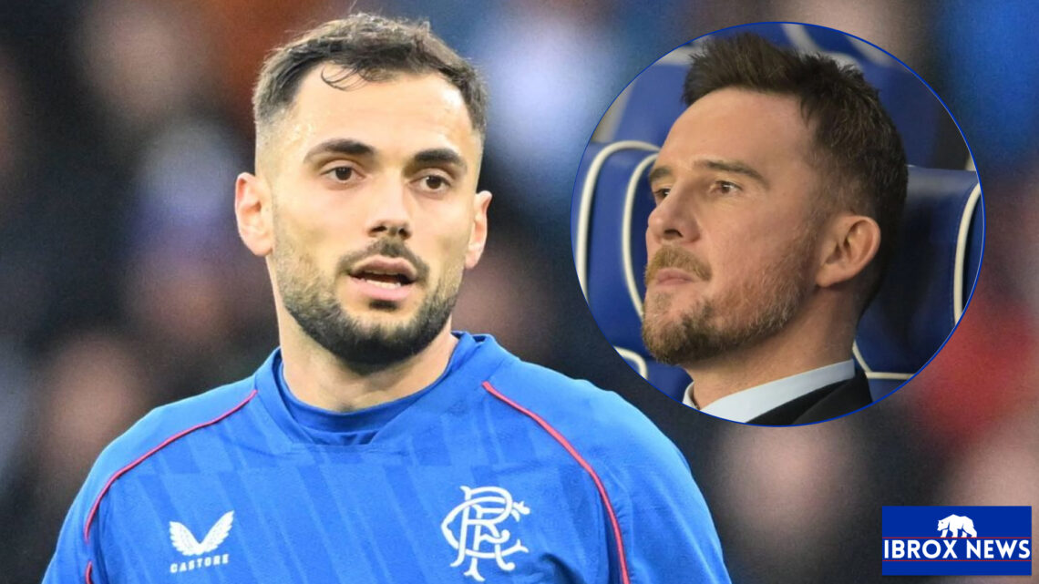 Rangers midfielder Nedim Bajrami and Barry Ferguson