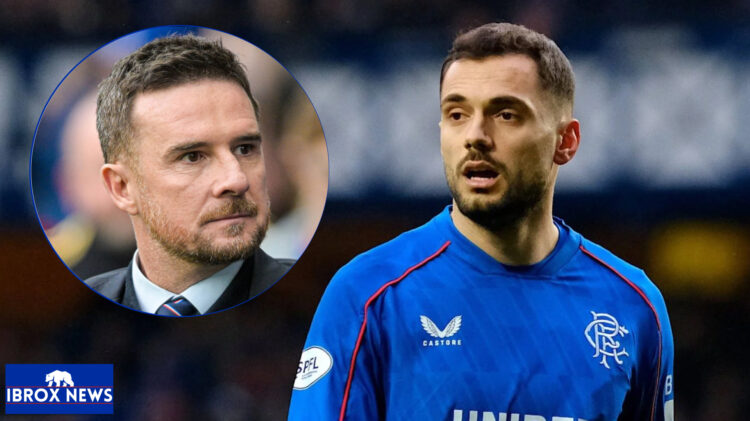 Rangers midfielder Nedim Bajrami and interim manager Barry Ferguson