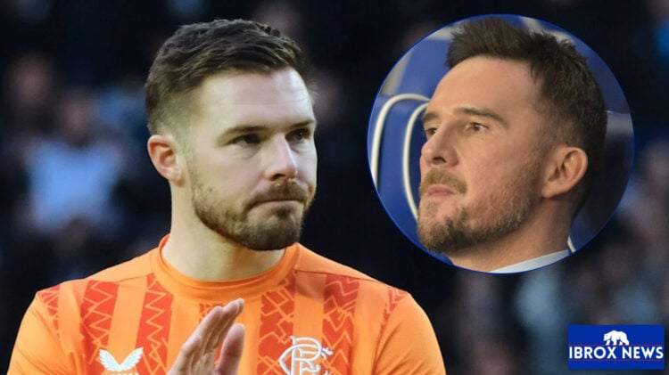 Rangers goalkeeper Jack Butland and Barry Ferguson