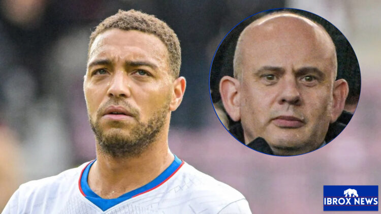 Rangers striker Cyriel Dessers and Patrick Stewart