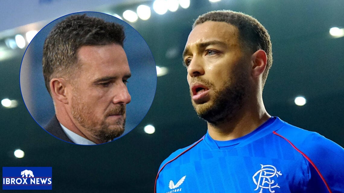 Rangers striker Cyriel Dessers and Barry Ferguson