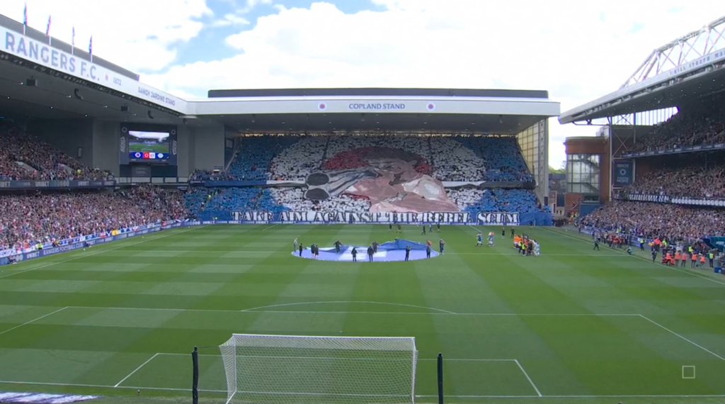 Rangers fan tifo at Ibrox v Celtic.
