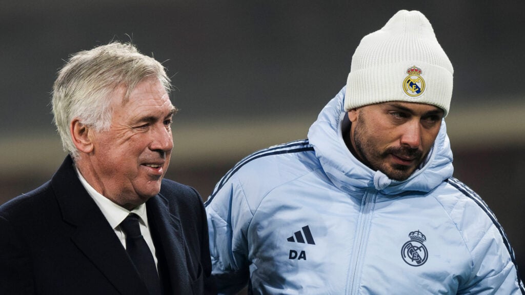 Carlo Ancelotti and son Davide Ancelotti, who is linked with Rangers.