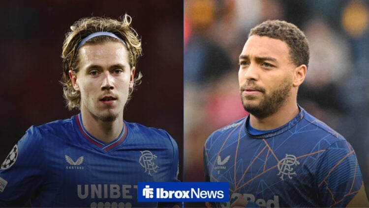 Rangers star Cyriel Dessers and former Ibrox ace Todd Cantwell.