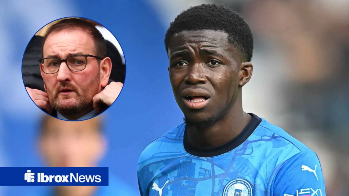 Rangers sporting director Kevin Thelwell and Peterborough United forward Kwame Poku