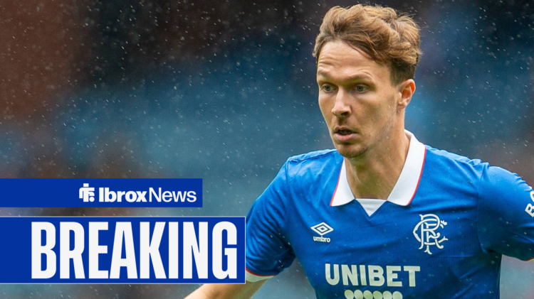 Breaking news featuring Rangers midfielder Kieran Dowell.