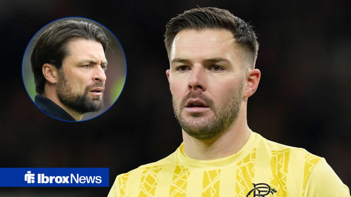 Rangers goalkeeper Jack Butland and Russell Martin