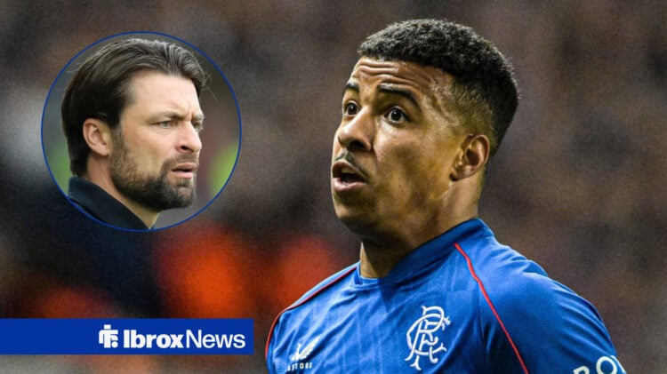 Rangers manager Russell Martin in a circular inset and Hamza Igamane in action for Rangers.