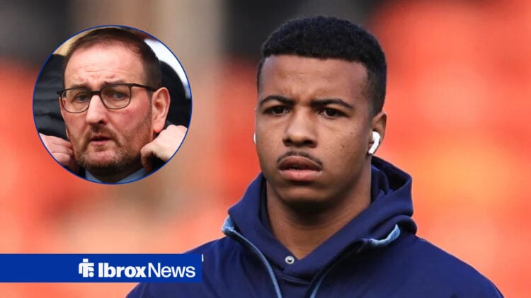 Rangers striker Hamza Igamane and Kevin Thelwell in circular inset