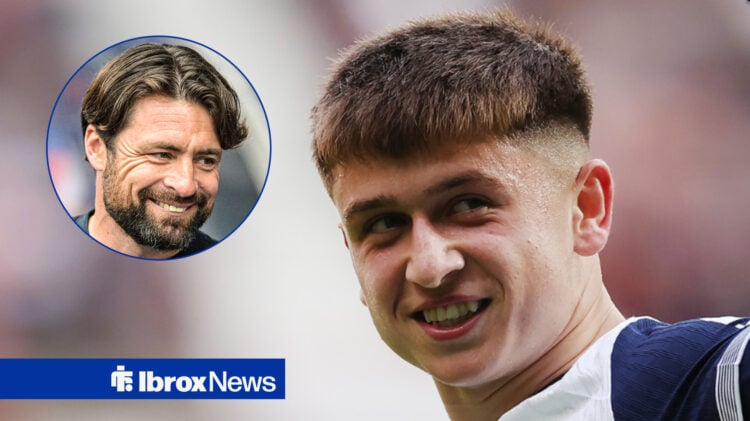 Tottenham forward Mikey Moore and Rangers manager Russell Martin