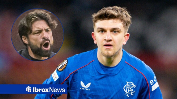 Rangers manager Russell Martin in circular inset and Ridvan Yilmaz