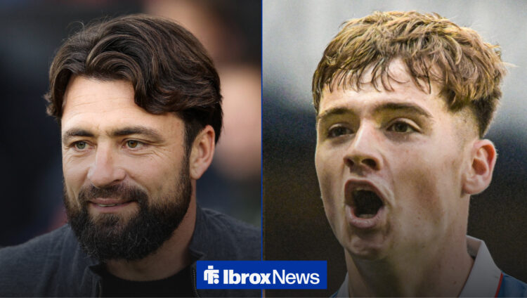 Russell Martin next to Rangers youngster Findlay Curtis