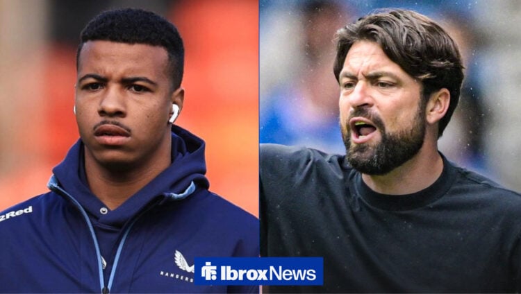 Rangers striker Hamza Igamane and manager Russell Martin.