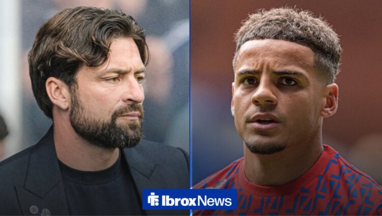 Rangers manager Russell Martin glances at defender Max Aarons.