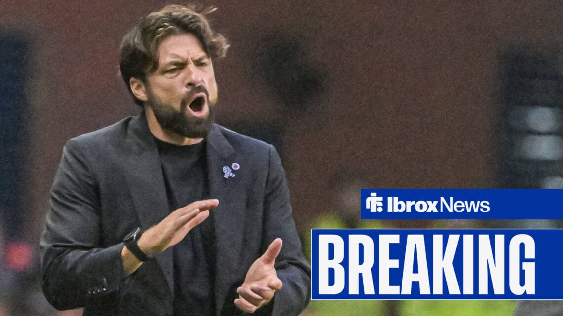 Russell Martin clapping at side of Ibrox pitch