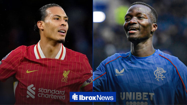 Rangers star Mohamed Diomande and Liverpool captain Virgil van Dijk.