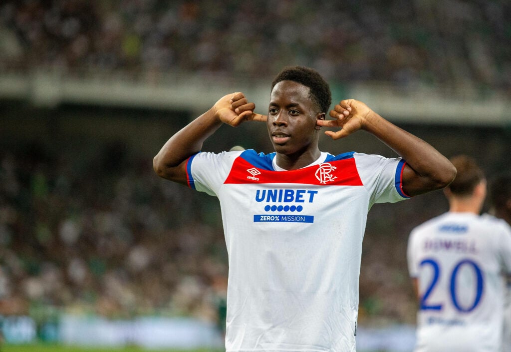 Djeidi Gassama scores for Rangers v Panathinaikos