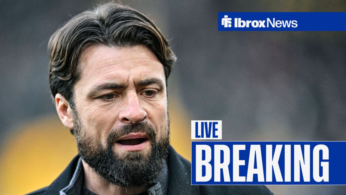 Russell Martin, Rangers manager in a general mood. It says 'Breaking'