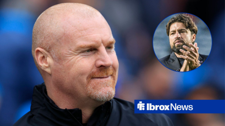Sean Dyche smiling looking at Russell Martin clapping in a circle insert