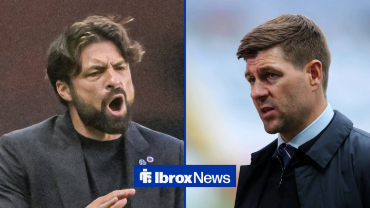 Russell Martin looking angry alongside Steven Gerrard.
