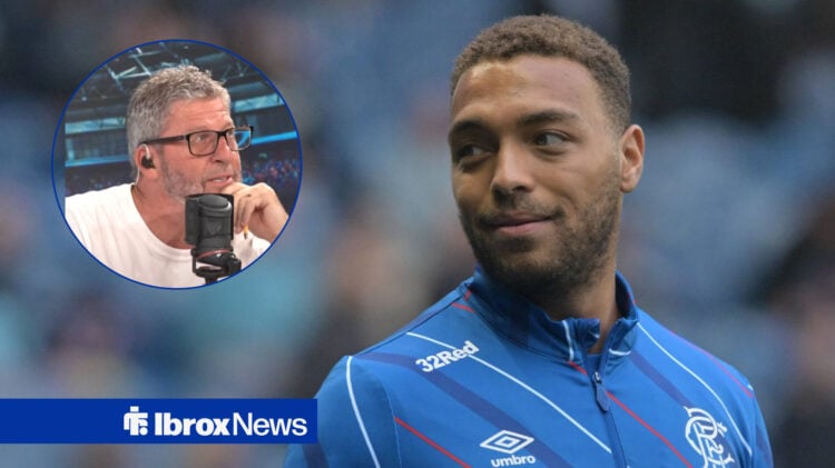 Cyriel Dessers looking at Andy Townsend