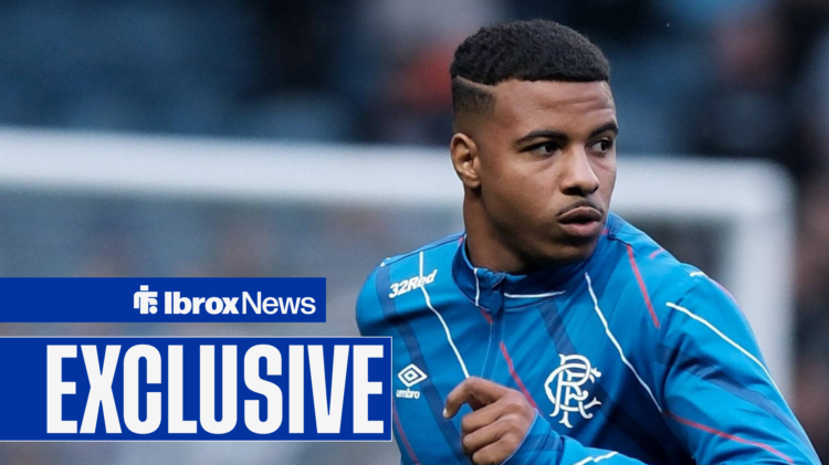 Hamza Igamane running in Rangers jacket with exclusive tag