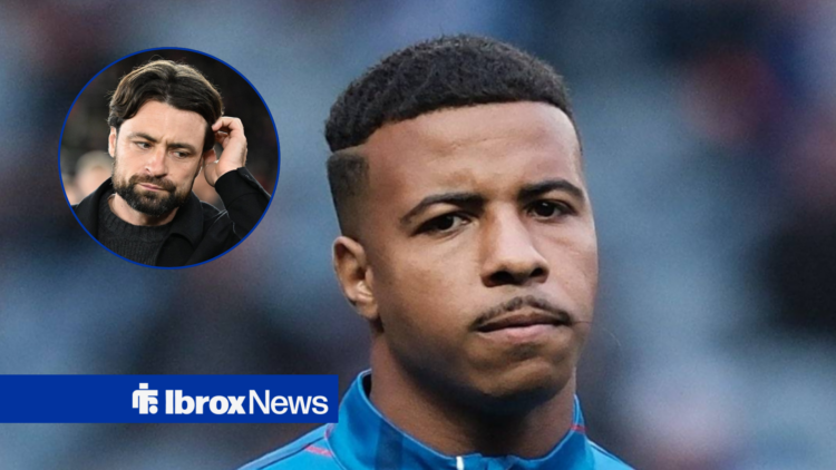 Hamza Igamane looking guilty with Russell Martin staying from circular inset