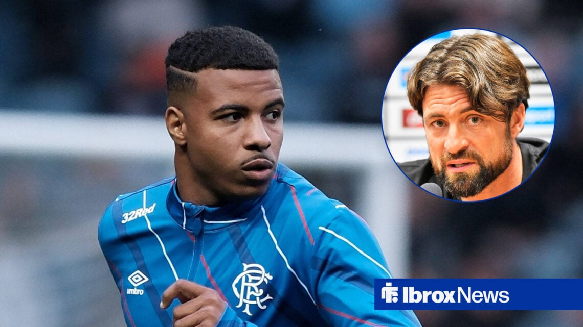 Rangers striker Hamza Igamane and Russell Martin in circular inset