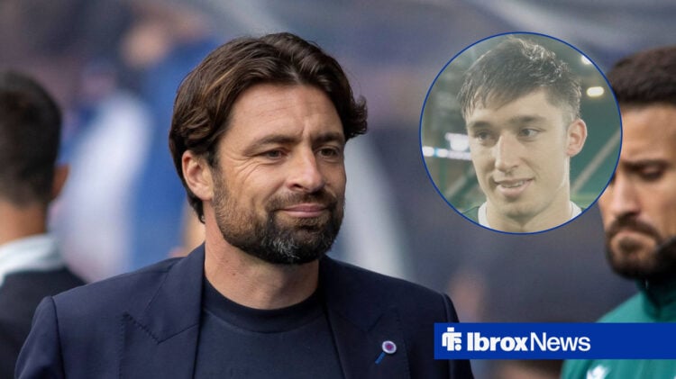 Rangers manager Russell Martin and Hibernian striker Kieron Bowie in circular inset