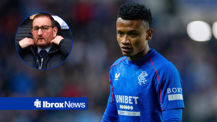 Rangers attacker Oscar Cortes and sporting director Kevin Thelwell in a circular inset.
