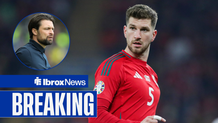 Rangers manager Russell Martin and Bournemouth defender Chris Mepham in circular insets.