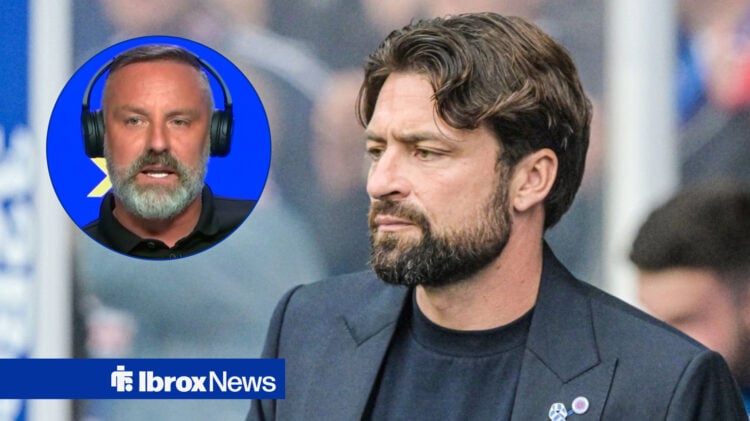Rangers manager Russell Martin watches on as Kris Boyd has his say on Sky Sports News.