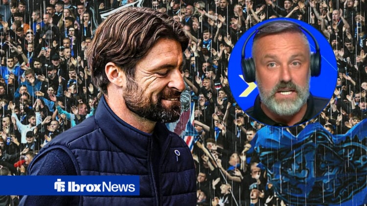 Rnagers manager Russell Martin hangs his head in shame as pundit Kris Boyd watches on angrily.