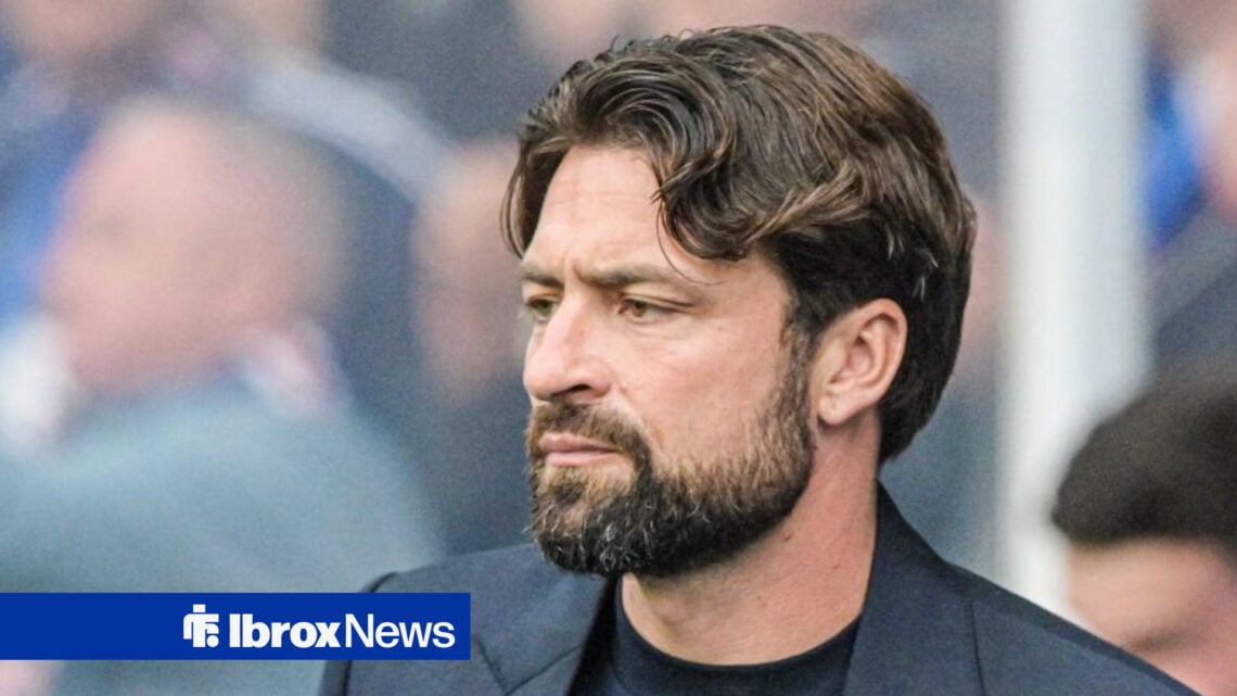 Rangers manager Russell Martin looks annoyed.