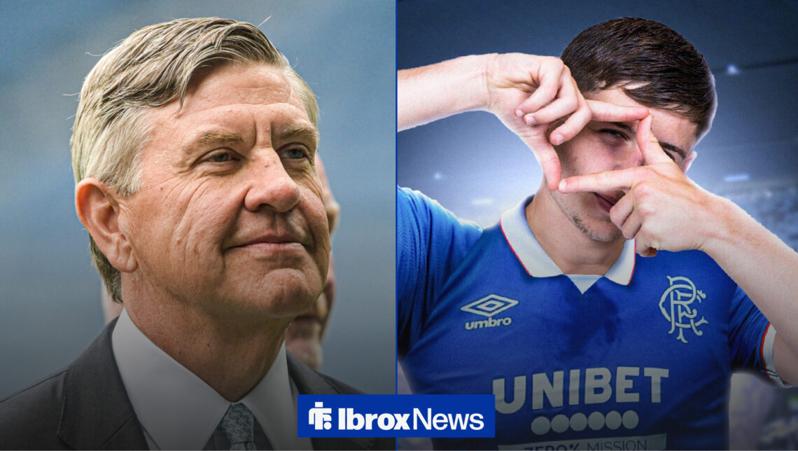 Rangers chairman Andrew Cavenagh and new signing Mikey Moore