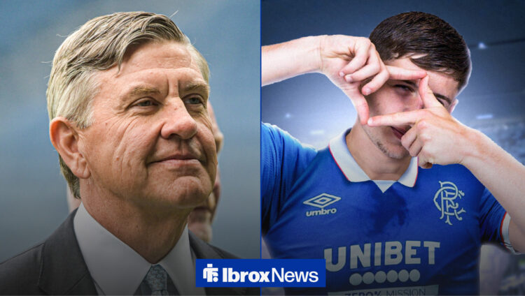 Rangers chairman Andrew Cavenagh and new signing Mikey Moore