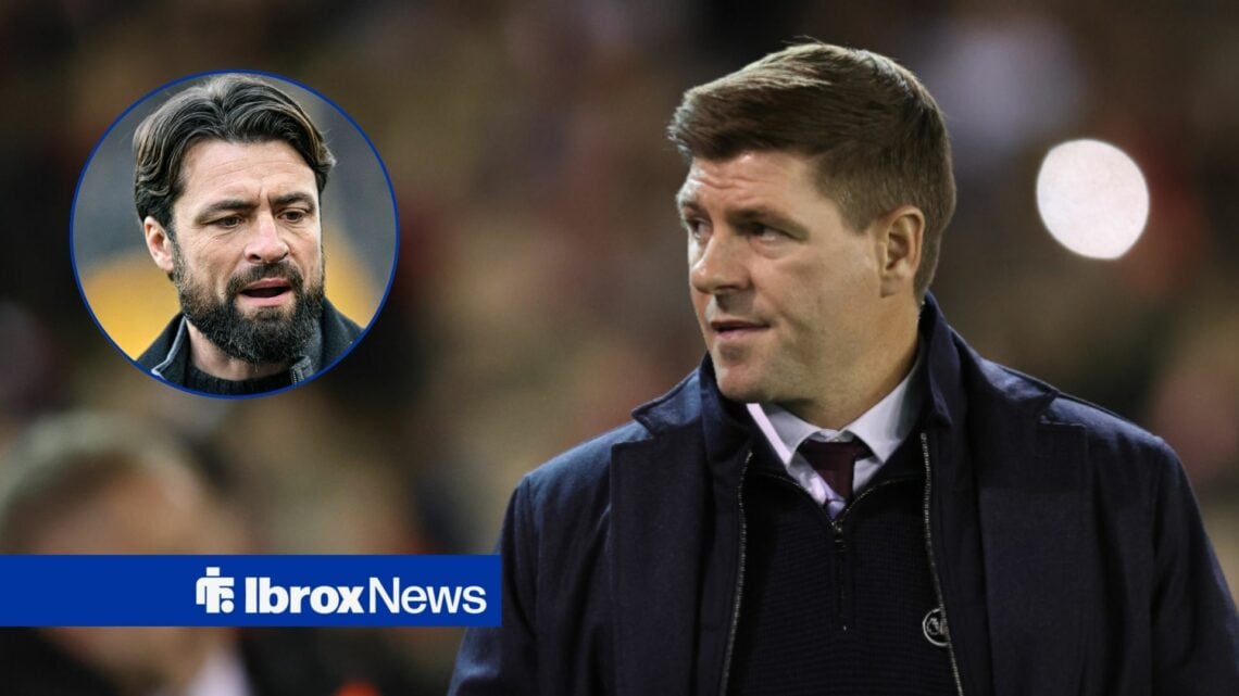 Steven Gerrard alongside a circle inset of Russell Martin.