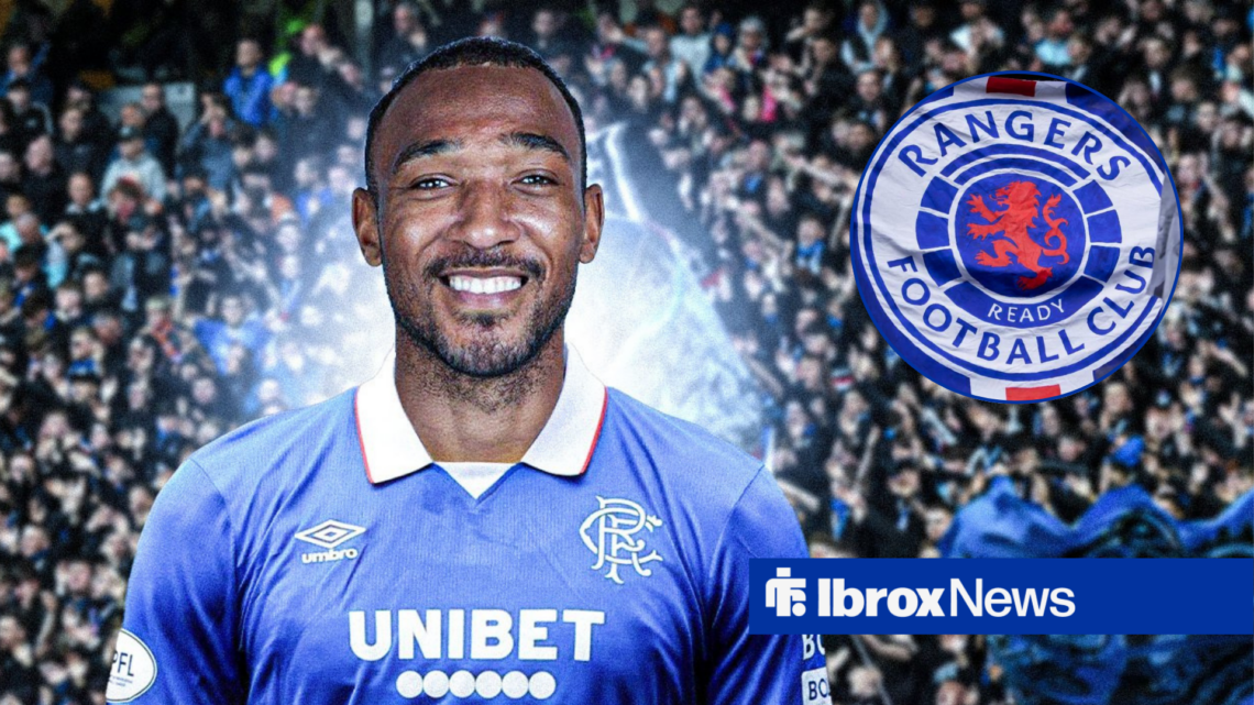 Derek Cornelius alongside a circle inset of the Rangers badge