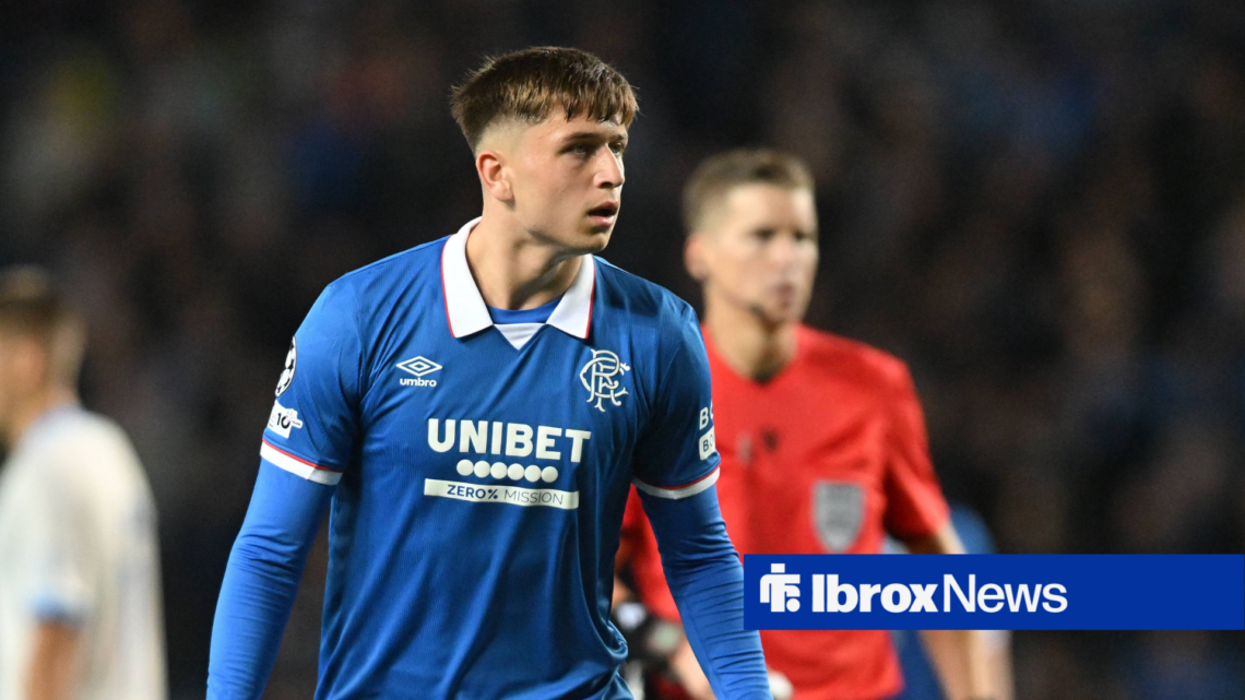 Mikey Moore plays for Rangers in the Champions League qualifiers against Club Brugge.