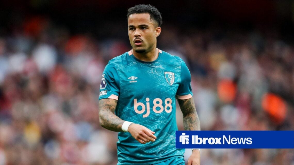 Justin Kluivert playing for Bournemouth in away kit