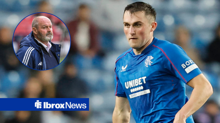 John Souttar alongside a circle inset of Steve Clarke
