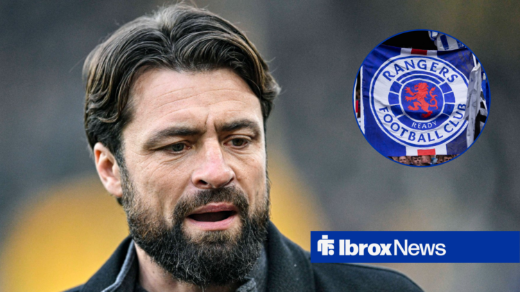 Russell Martin alongside a circle inset of the Ranger badge.