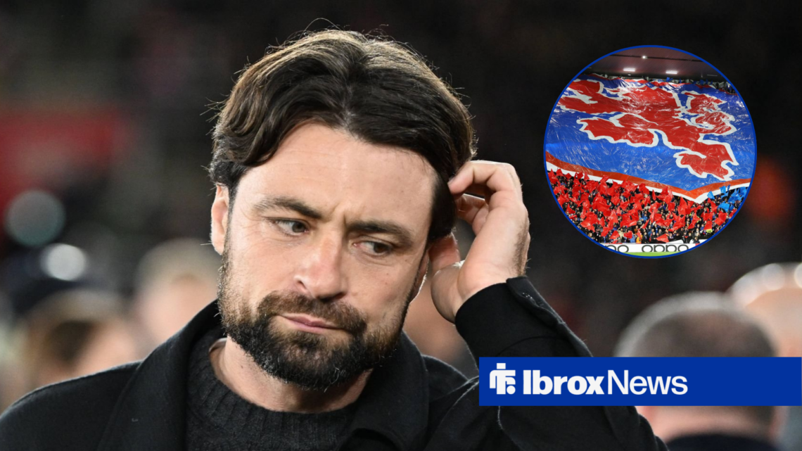 Russell Martin alongside a circle inset of Rangers fans.