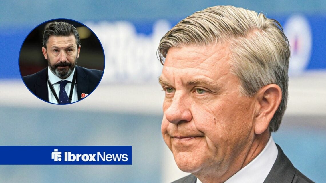 Andrew Cavenagh stood alongside a circle inset of Derek McInnes.