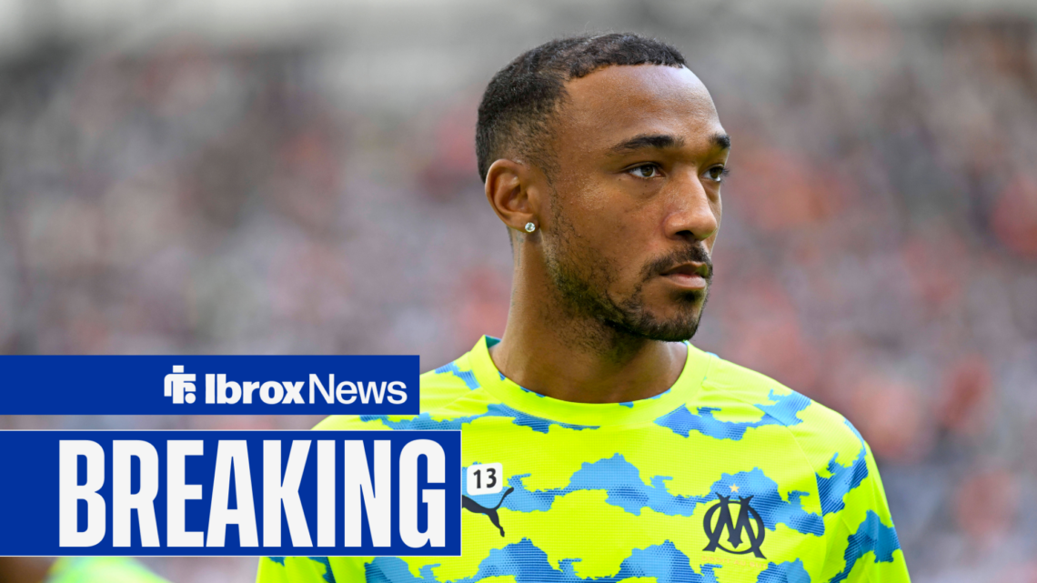 Marseille defender Derek Cornelius with a 'Breaking' banner.