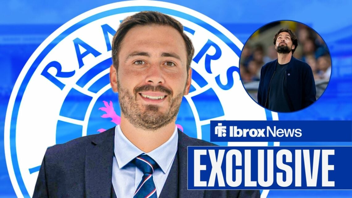 Davide Ancelotti in a Rangers suit with Russell Martin inset.